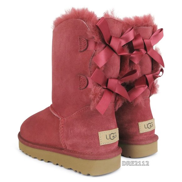 UGG Shoes - UGG Bailey Bow II Timeless Red Suede Fur Boots NEW IN BOX